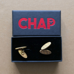 Gold Striped Oval Cufflinks