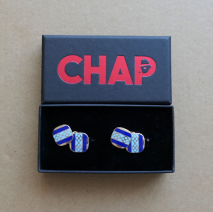 Blue Striped Enamel Cufflinks