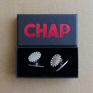 Oval Checkered Chain Cufflinks