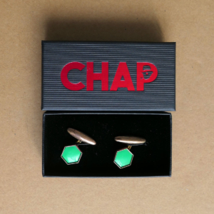 Green Hexagonal Deco Cufflinks