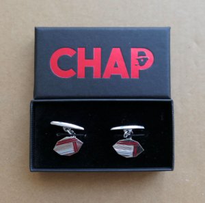 Red on Silver Deco Cufflinks
